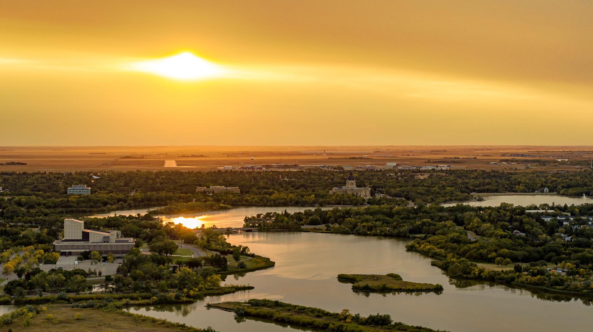 An aerial view of Wascana park in Regina