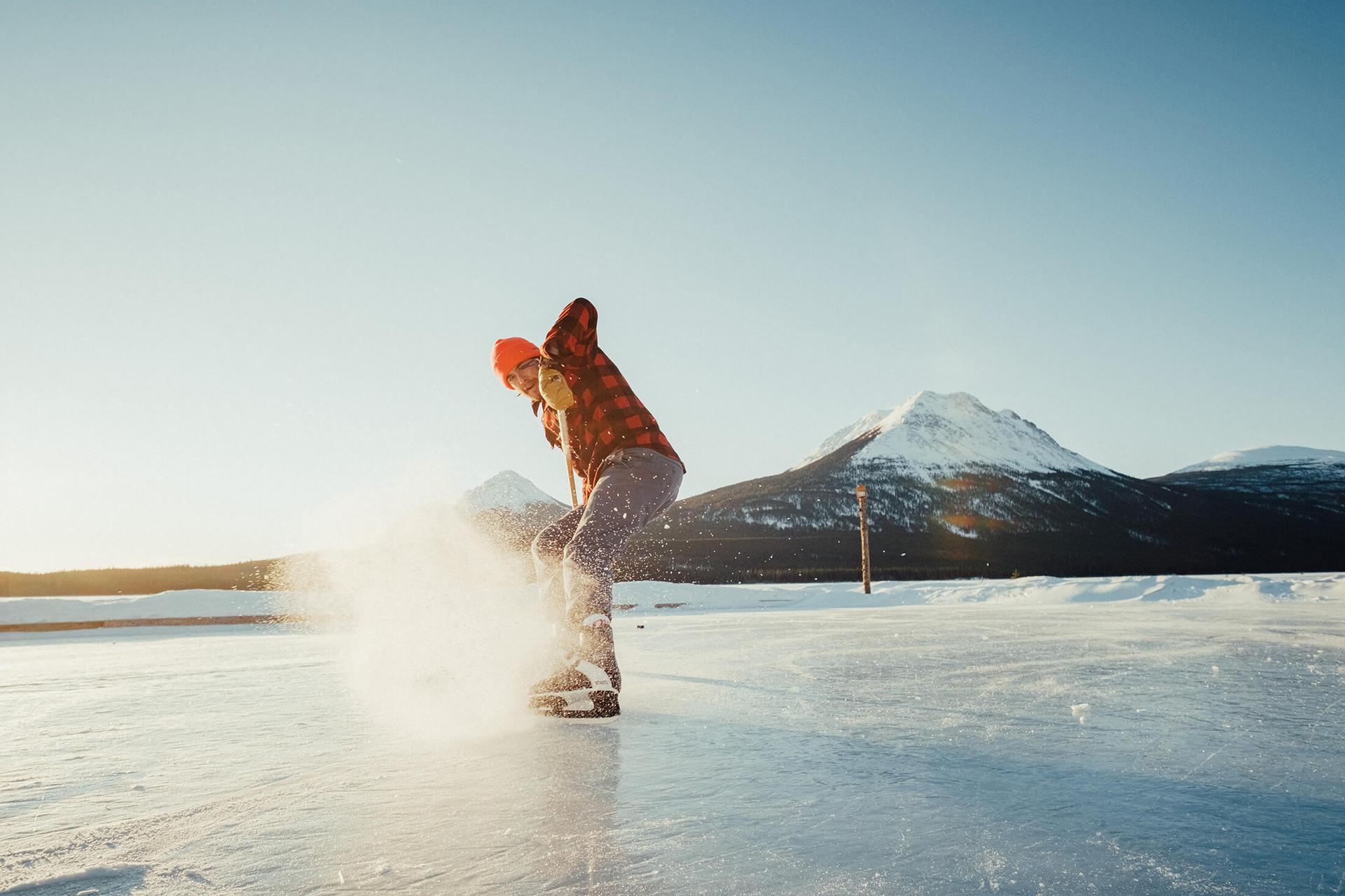 A skater on a frozen Yukon lake