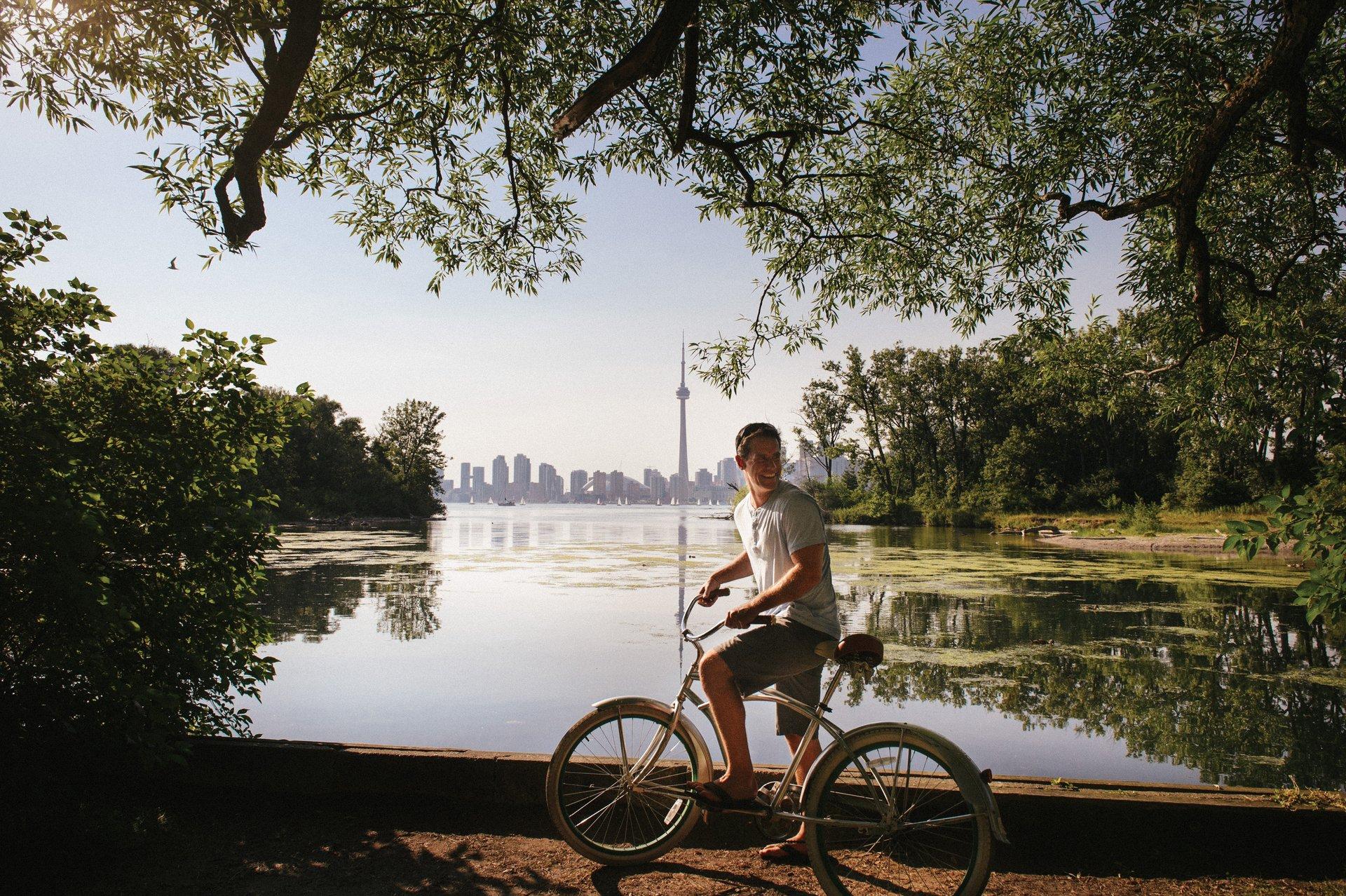 Photo of someone biking in Toronto, Ontario