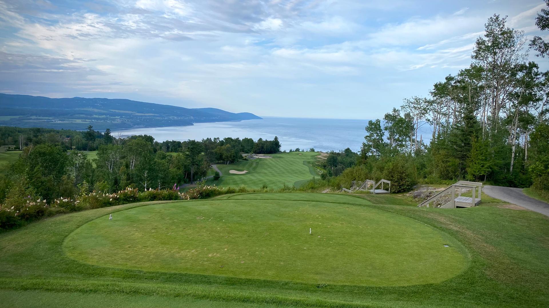 The opening tee-shot at the Fairmont Le Manoir Richelieu is one of the most stunning in all of Canada. 