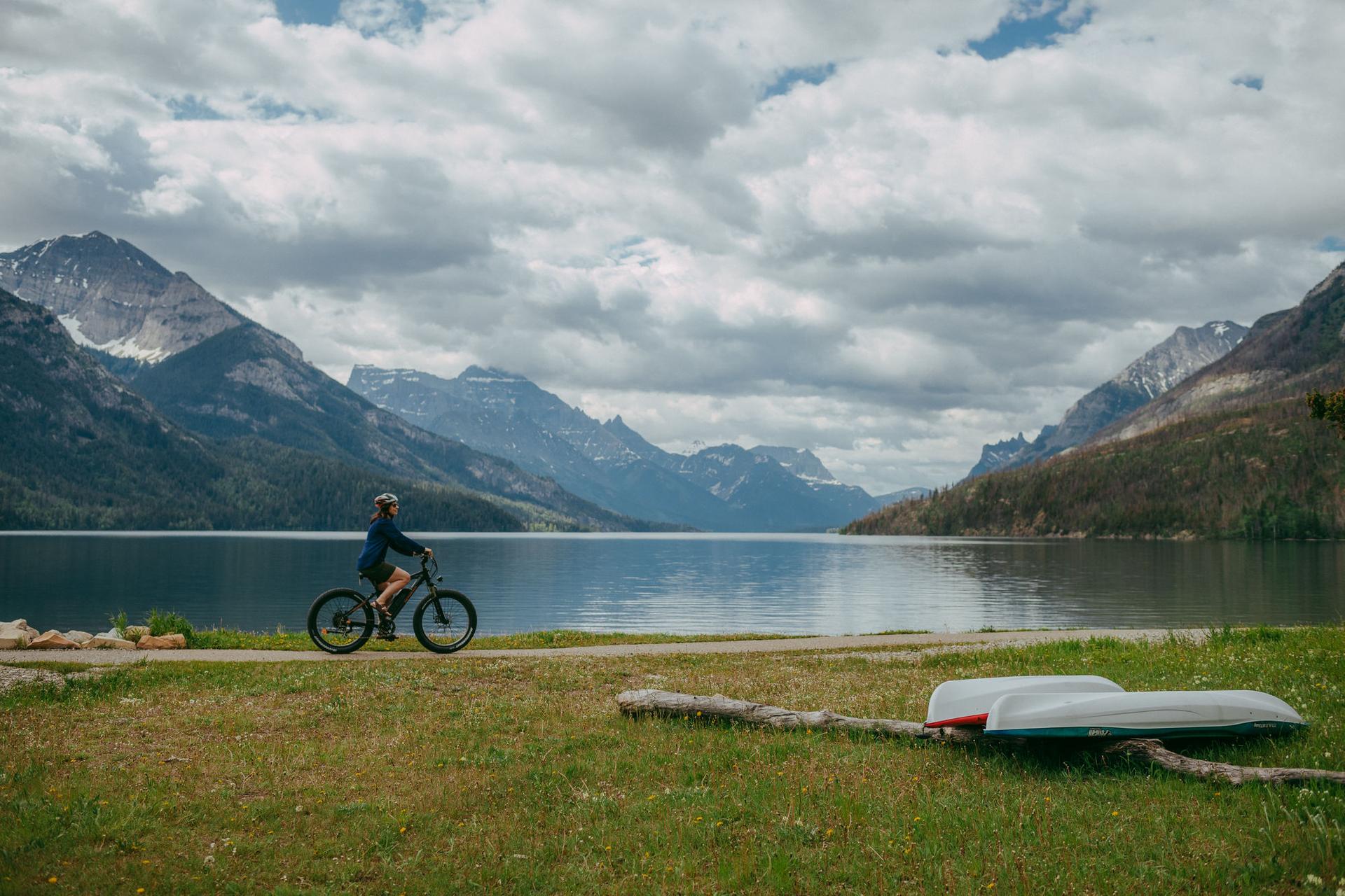 Biking through Waterton Lakes National Park