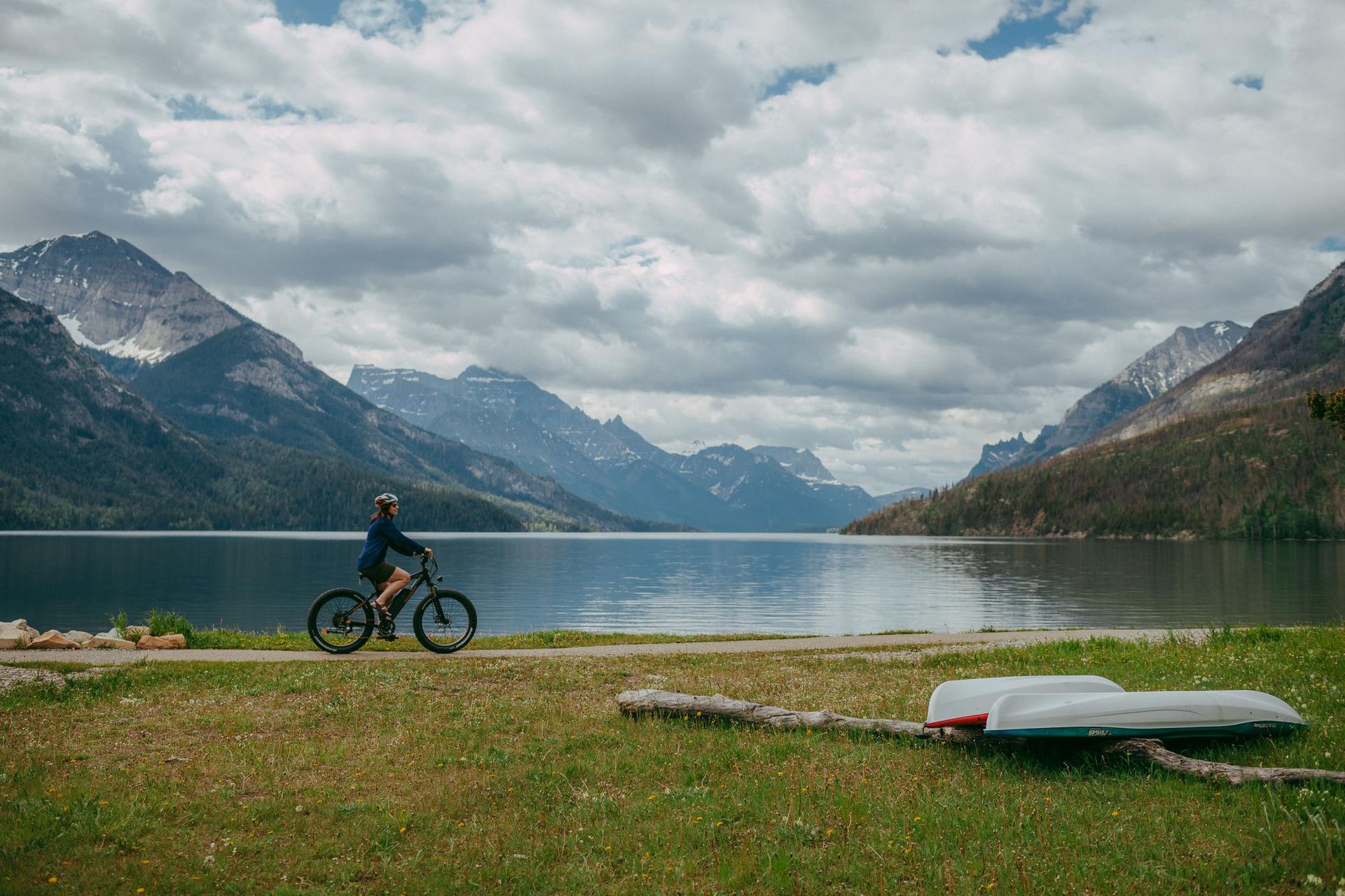 Biking through Waterton Lakes National Park 