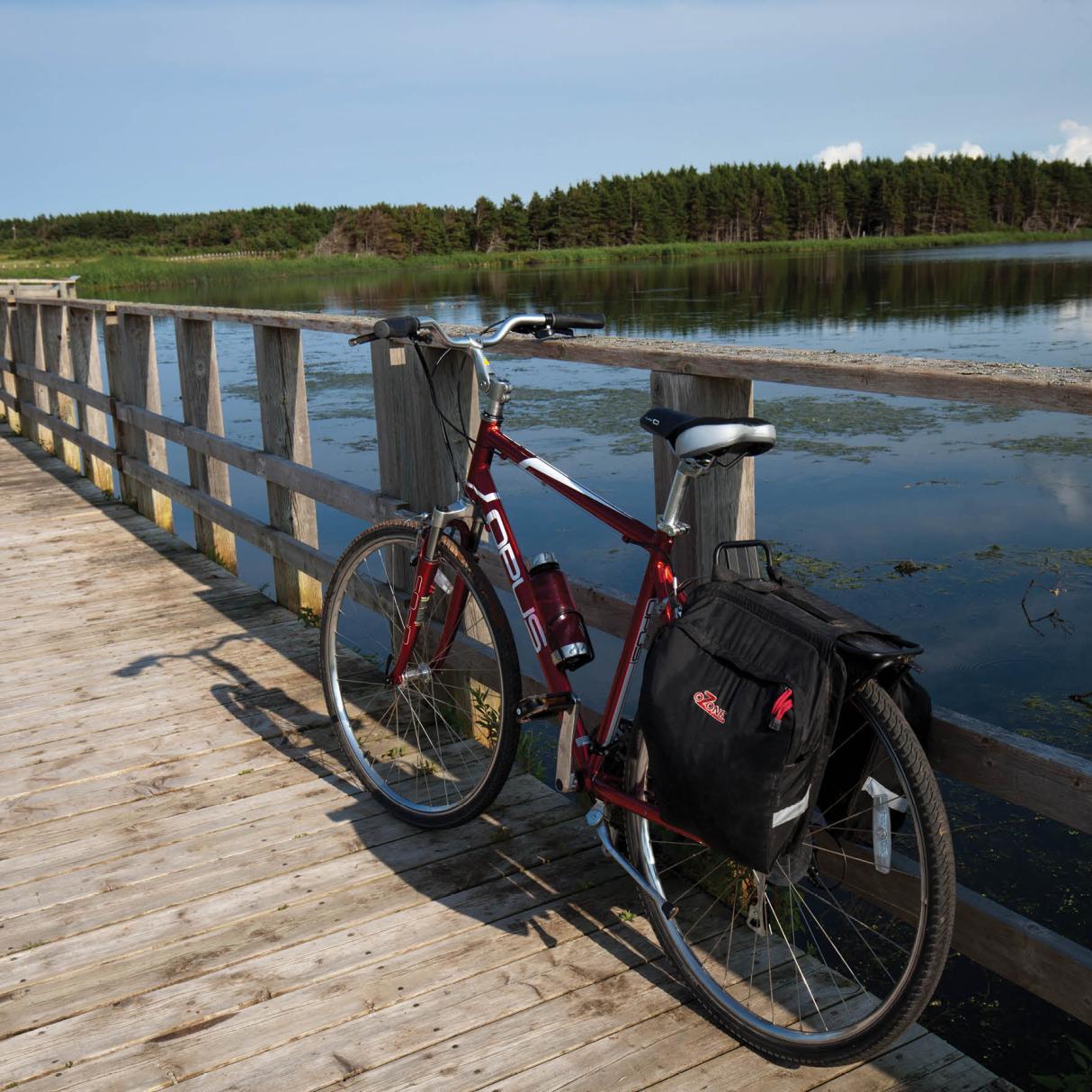 Cycling a series of pretty trail bridges to St. Peter's Bay